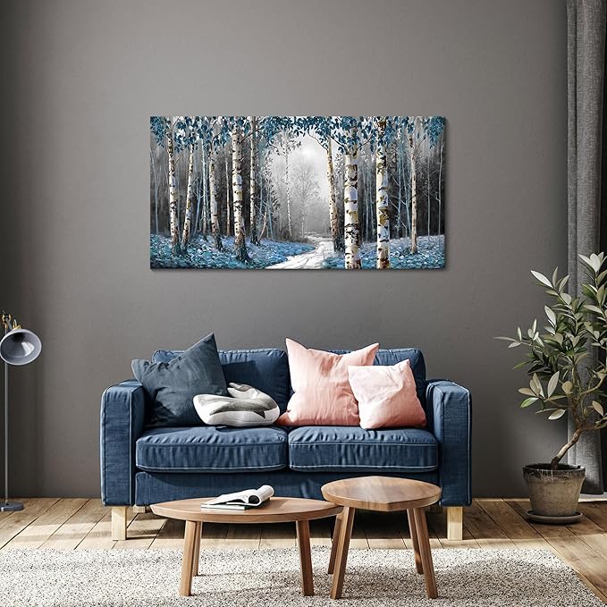 HKDGOKA Canvas Wall Art Living Room Large Fall Pictures Wall Decor Gray Nature Tree Paintings Modern Artwork for Bedroom Kitchen Bathroom Office Home Decor 40"x20"
