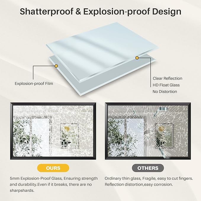 24x32 Inch Black Bathroom Mirror for Wall, Thick Metal Framed Rectangle Mirrors for Over Sink, Bedroom, Living Room, Entryway, Anti-Rust, HD Tempered Glass