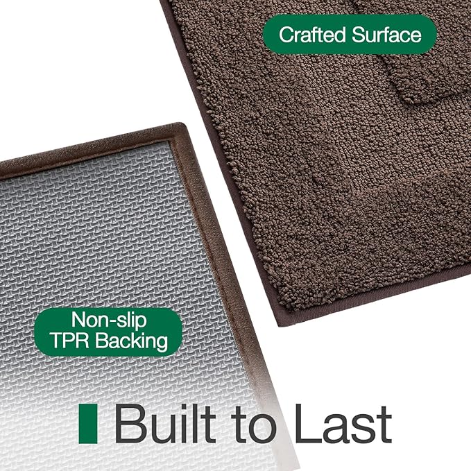 LUMI Ultra Soft Bathroom Rugs Non Slip with Rubber Backing, Absorbent Washable Bath Mat Quick Dry, Upgraded Premium Microfiber Plush Carpet for Bathtub and Shower Floor, Brown, 24x36