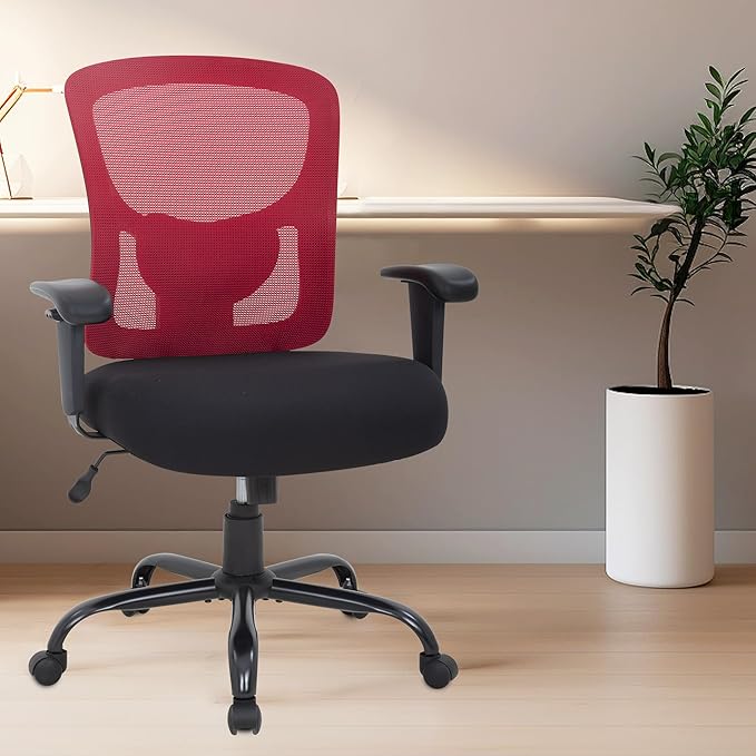 PayLessHere Ergonomic Desk Chair Office Chair Computer Chair 500lbs with Lumbar Support Wide Seat Adjust Arms Rolling Swivel High Back Task Executive Big and Tall Office Chair for Home Office，Red