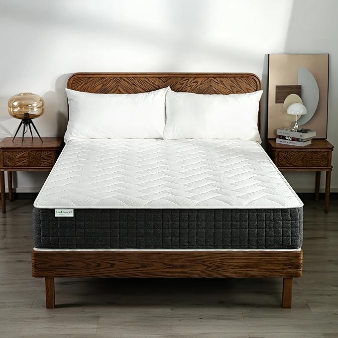 Life Balance Twin Size Mattresses 12 inch, Made in USA Hybrid Mattress in a Box with Individual Pocket Coils, Edge Support, Pressure & Pain Relief, Motion Isolation, Medium Feel, CertiPUR-US, CE-12-T