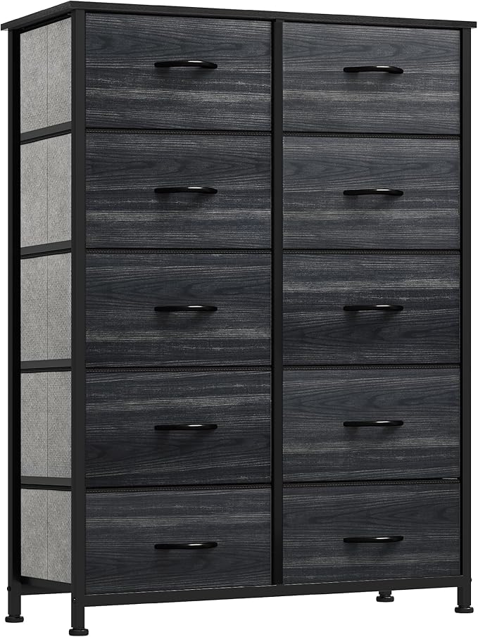 YITAHOME 10 Drawer Dresser - Fabric Storage Tower, Organizer Unit for Living Room, Hallway, Closets - Sturdy Steel Frame, Wooden Top & Easy Pull Fabric Bins