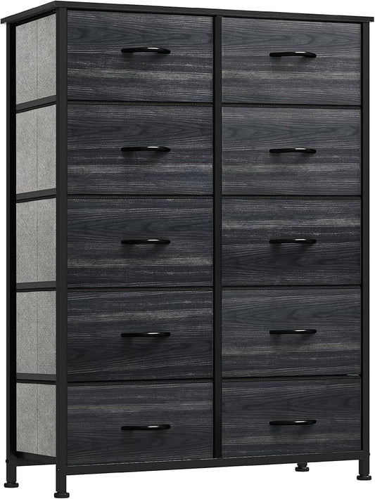 YITAHOME 10 Drawer Dresser - Fabric Storage Tower, Organizer Unit for Living Room, Hallway, Closets - Sturdy Steel Frame, Wooden Top & Easy Pull Fabric Bins