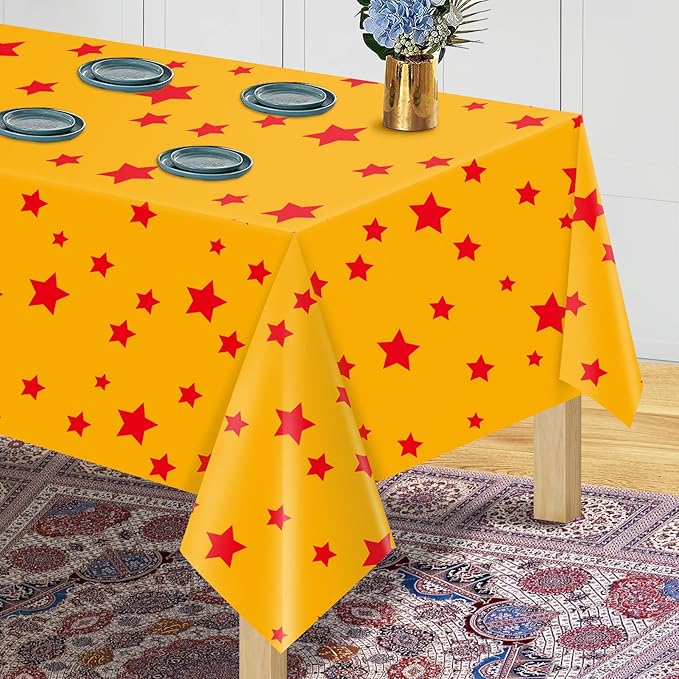 Anime Plastic Tablecloths for Rectangle Tables, Plastic Table Cover Disposable Red Stars Table Cloth for Party Decor Supplies Birthday Themed Party Decoration(54 x108) (4)