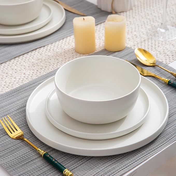 AmorArc Stoneware Dinnerware Sets for 8,Reactive Ceramic Plates and Bowls Set,Highly Chip and Crack Resistant | Dishwasher & Microwave Safe | Round Dishes Set Service for 8 (24pc)