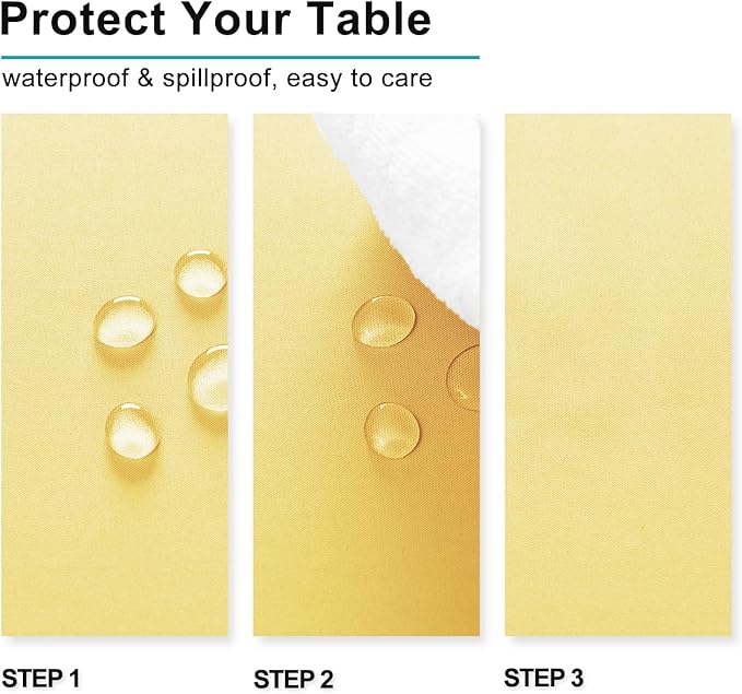 Hiasan Light Yellow Tablecloth for Square Tables - Waterproof and Spillproof Washable Fabric Small Table Cloth for Dining Room Kitchen Party, 40 x 40 Inch