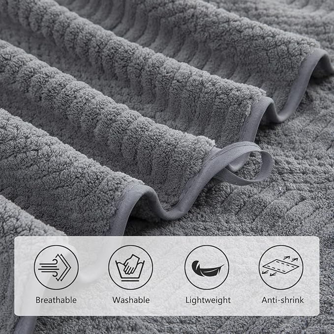 4 Piece Oversized Bath Towels Set 35x70 Inches, Gray Extra Large Soft Bath Sheet Chair Towels 600 GSM Highly Absorbent Quick Dry Towels Set for Bathroom Hotel Spa