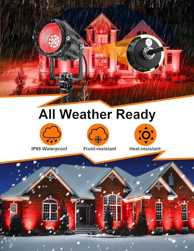 Halloween Red Landscape Lights Outdoor, 14 LED Landscape Lighting with US Plug, IP65 Waterproof Spotlights for Tree Yard Garden Pathway Christmas Decor 4 Pack