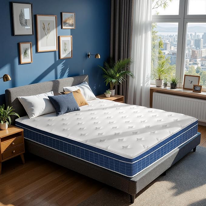 Twin Size Mattress in a Box 12 Inch Memory Foam Hybrid Mattress with Pocketed Springs Medium Firm Support Motion Isolation Edge Support 180 Night Trial