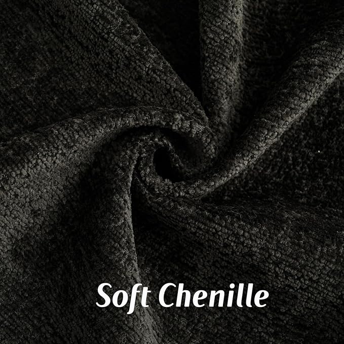 FUTEI Black Chenille Throw Pillow Covers 16x16 Inch Set of 2,Soft Cozy Bound Edge Design Cushion Case,Home Decor for Couch Bed Living Room