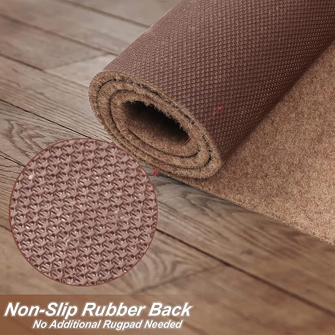 3' x 81' Runner Rugs with Rubber Backing, Indoor Outdoor Utility Carpet Runner Rugs, Sand, Can Be Used as Aisle for The RV and Boat, Laundry Room and Balcony
