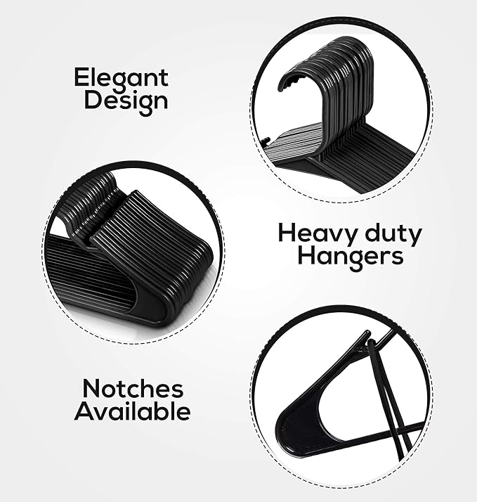 Utopia Home Clothes Hangers 30 Pack - Plastic Hangers Space Saving - Durable Coat Hanger with Shoulder Grooves (Black)