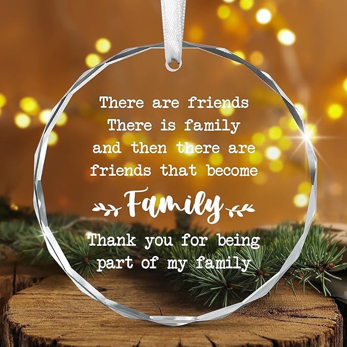 Christmas Friend Gifts for Women Men - Glass Christmas Ornaments for Tree Decorations - Friends Birthday Gifts for Women BFF Bestie, Unique Stocking Stuffers Gift Ideas for Xmas Decorations