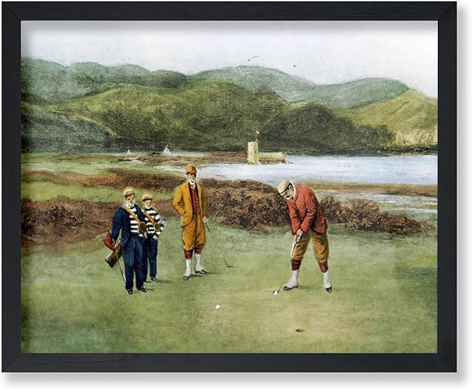 Poster Master Golf Course Print - The Putting Green Painting Poster - Golf & River Art - Landscape Wall Design - Sports Art - Great Office or Living Room Wall Decor - 24x32 Unframed Wall Art
