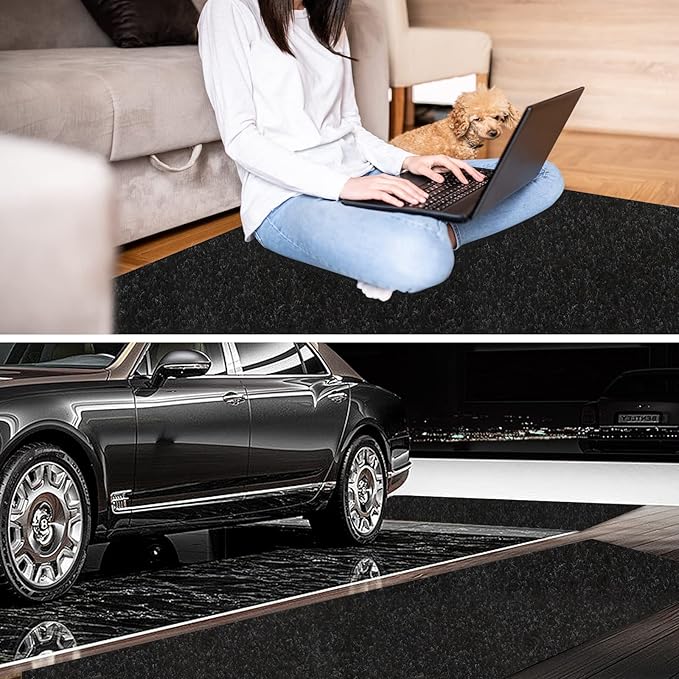 3' x 45' Runner Rugs with Rubber Backing, Indoor Outdoor Utility Carpet Runner Rugs, Black, Can Be Used as Aisle for The RV and Boat, Laundry Room and Balcony