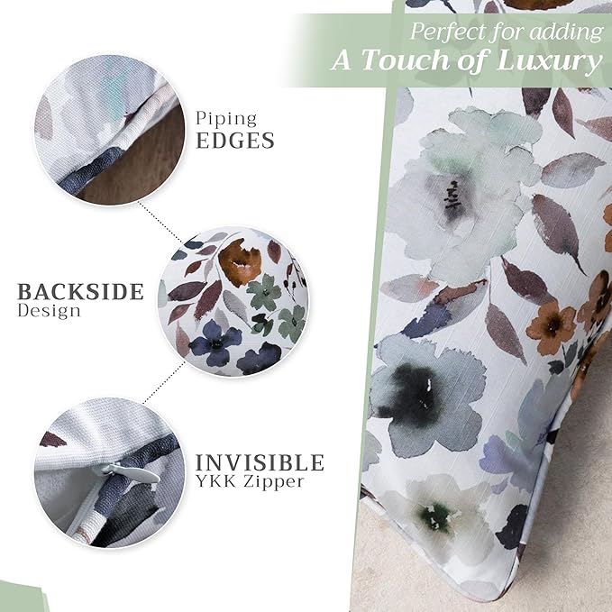 Maison d' Hermine Decorative Pillow Covers 18 x 18 Inch Square 100% Cotton Throw Pillow Covers with Invisible Zipper Cushion Case for Living Room Couch, Chair, Sofas, Bedroom, Home (Blossom - Flora)