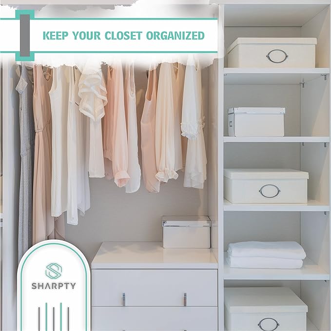 Sharpty Pant & Skirt Hangers - Closet Hangers for Shorts, Shirts, Jeans, Dresses, Slacks, Coats, Clothes, Clothing, Garments & More - Durable, Space Saving & Non-Slip, Black - 10 Pack
