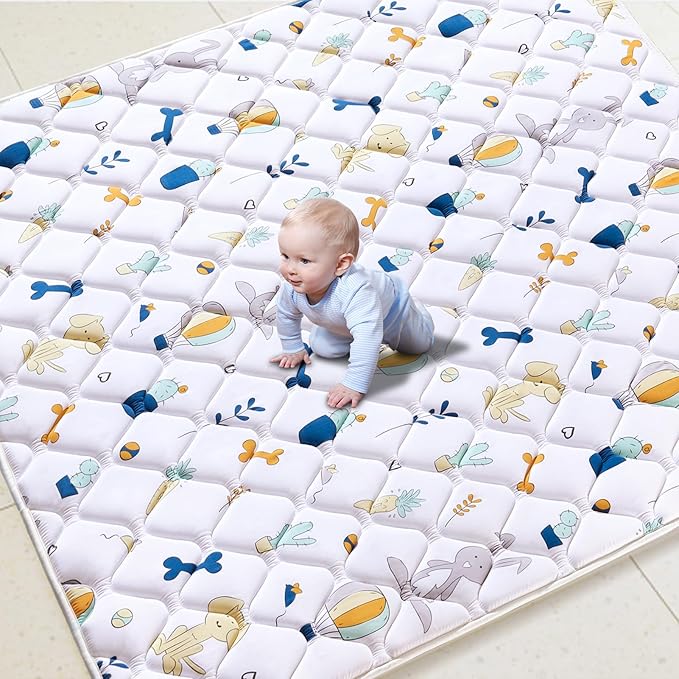 Lilyvibebearhappy Premium Foam Baby Play Mat 79" X 71", Extra Large Soft Thicker Activity Playmats for Babies, Toddlers, Infants, Play & Tummy Time, Foldable & Machine Washable Baby Crawling Mat