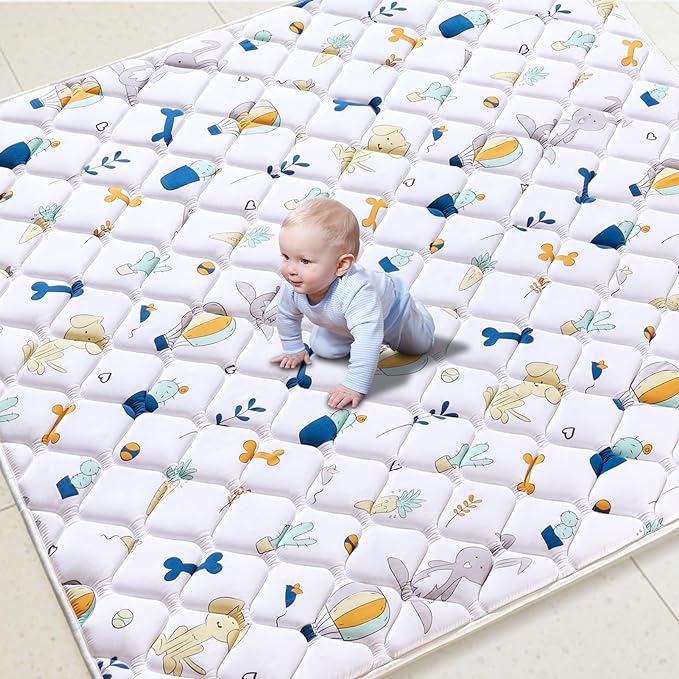 Lilyvibebearhappy Baby Play Mat 79" X 63", Premium Thicken Foam One-Piece Crawling Mat, Extra Large Non-Slip Cushioned Activity Playmats for Babies, Toddlers, Infants, Play & Tummy Time