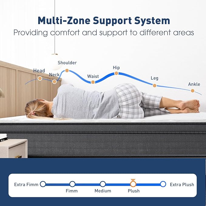 12 Inch King Mattress in a Box - Hybrid King Size Mattress with Pocket Springs for Ultimate Comfort, Medium Firm Support for Pressure Relief, No Pilling,Breathable,CertiPUR-US Certified