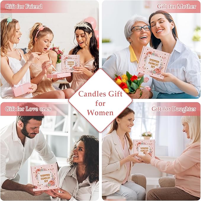 Rose Scented Candles for Women, Birthday Candles for Her Stress Relifef Aromatherapy Spa Candle Soy Wax Long Lasting Bath Relaxing Candles, Halloween Chirtmas Birthday New Job Gifts for Women Mother