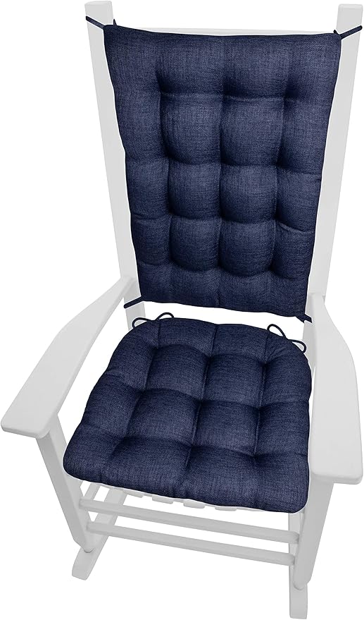 Rave Indigo Porch Rocker Cushions - Small - Indoor-Outdoor, Fade Resistant, Weather Resistant - Latex Foam Fill Rocking Chair Seat Cushion & Backrest Pad Set - Solid Color