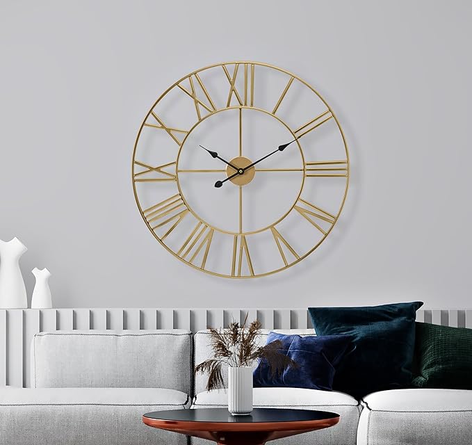 Sorbus Large Wall Clock for Living Room Decor – Easy to Hang 16-Inch Big Wall Clock – Metal Wall Art for Kitchen, Bedroom, Home, Office – Analog Decorative Wall Clock (Silver)