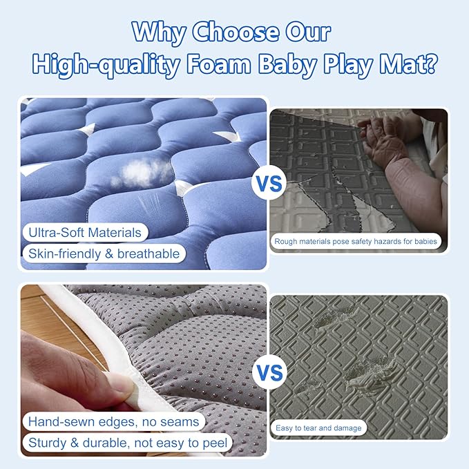 Lilyvibebearhappy Baby Play Mat 71" X 59", Premium Thicken Foam One-Piece Crawling Mat, Extra Large Non-Slip Cushioned Activity Playmats for Babies, Toddlers, Infants, Play & Tummy Time