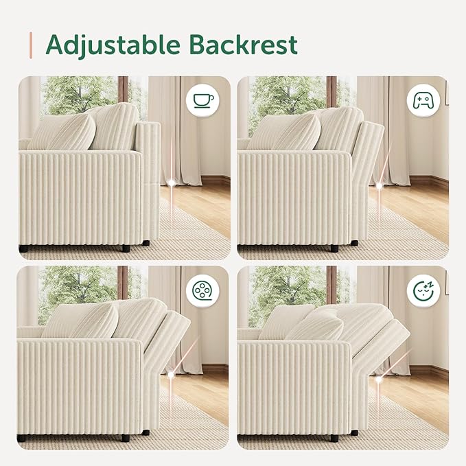HONBAY Modular Sectional Sofa, L Shaped U Shaped Pull Out Couch with Storage, Velvet White