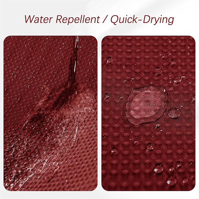 Extra Long Shower Curtain - 84 Inch Waffle Weave Weighted Thick Cloth Bathroom Shower Curtain, Wine Heavy Duty Hotel Bath Curtain Set with 12 Metal Hooks, 72x84 Burgundy