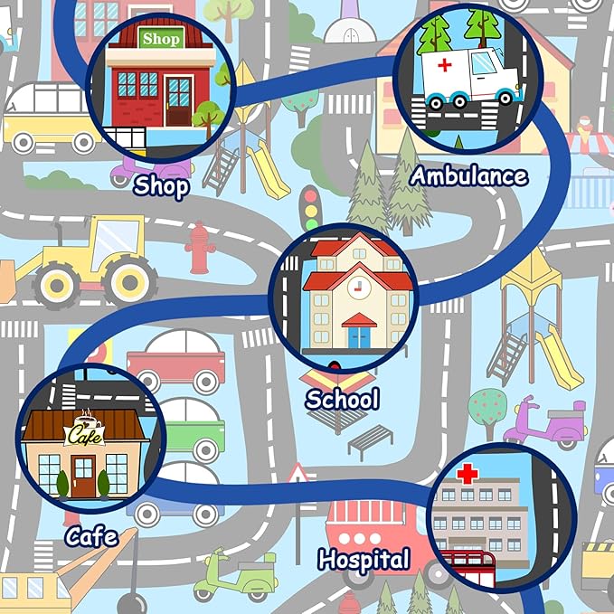 Car Rugs for Kids Toy Cars - Kids Carpet for Playroom Car Track Rug for Kids City Life Road Rug for Playroom Living Room Bedroom Classroom Decor, 2'5''×4'