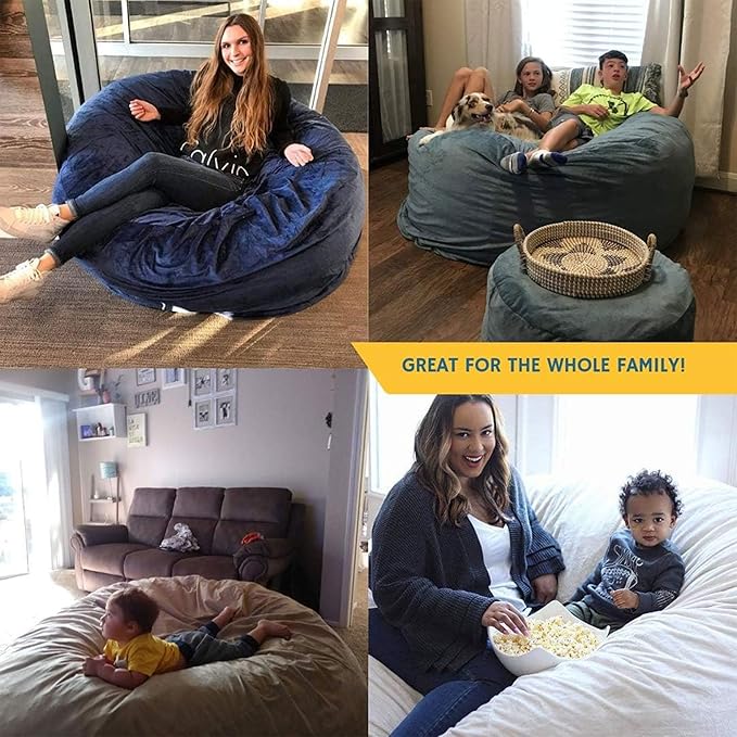 Ultimate Sack Kids Bean Bag Chair, Oversize Bean Bag Chair for Adults, Comfy Chair Bean Bag Couch Lounge Sofa Loveseat Furniture | Cloud Suede