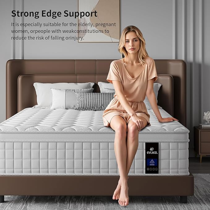 Queen Mattress, 14 Inch Queen Size Mattress in a Box with Memory Foam Hybrid, Individual Pocket Spring for Provide Support and Improve Sleep,Medium Firm