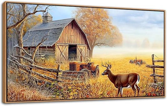 JEAWA Animal Canvas Wall Art Decor - Deer Canvas for Wall Decor, Farm Artwork Decor, Large Framed Wall Art for Living Room Bedroom, 24x48 IN