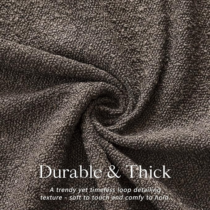 Foindtower Set of 2, Decorative Textured Boucle Throw Pillow Covers Accent Solid Pillow Cases Neutral Soft Cozy Couch Cushion Case for Chair Sofa Bedroom Living Room Home Decor 24 x 24 Inch Dark Brown