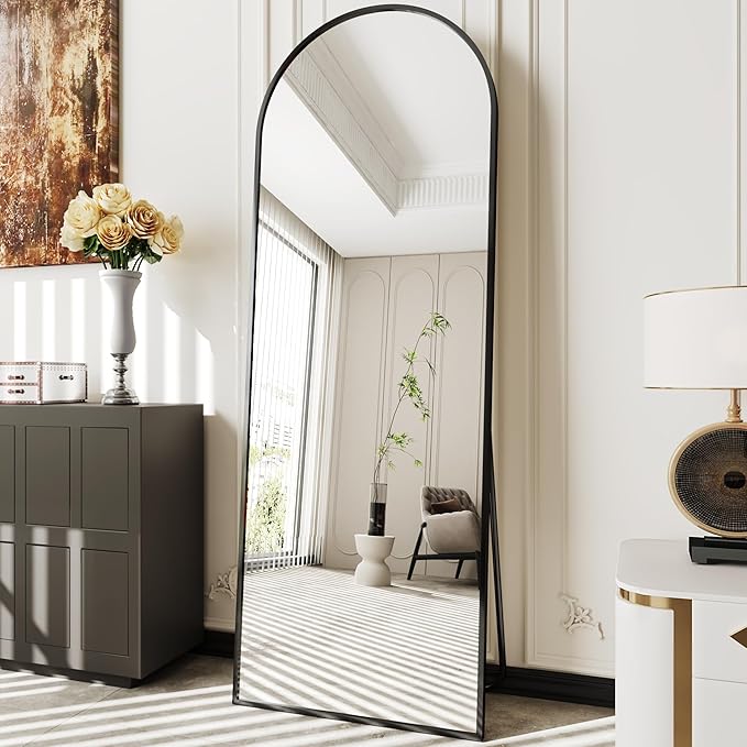 Arched Mirror Full Length,Nanoglass Standing Mirror Full Length,71"x26"espejos para dormitorio,Large Full Body Mirrors,Floor Length Mirrors(Black)
