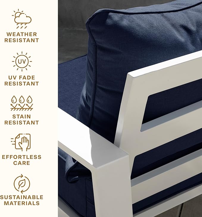 Honeycomb Outdoor Deep Seat, 24 x 23, Sunbrella Stanton Lagoon Chair Cushion for Patio Furniture