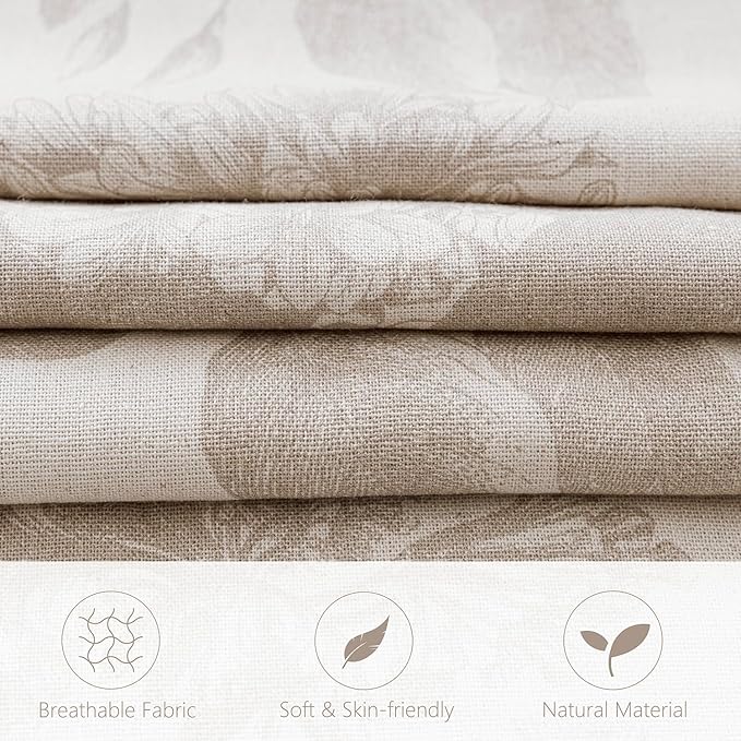 Foindtower Set of 2 Linen Floral Vintage Throw Pillow Covers Neutral Accent Decorative Cushion Covers Farmhouse Boho Home Decor for Sofa Chair Couch Bedroom Living Room Outdoor,20×20 Inch,Tan Beige