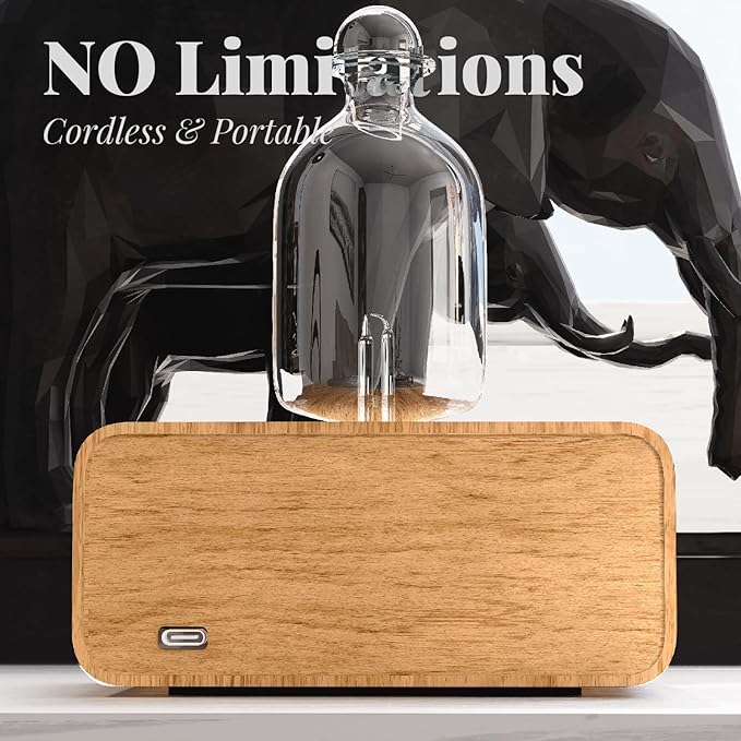 AromaMobi Portable Waterless Aroma Diffuser for Home & Travel Use | Rechargeable Essential Oil Nebulizer with 4 Timer Modes & Instant Fragrance | Wood & Glass Diffuser | Gift Ready [Aria]