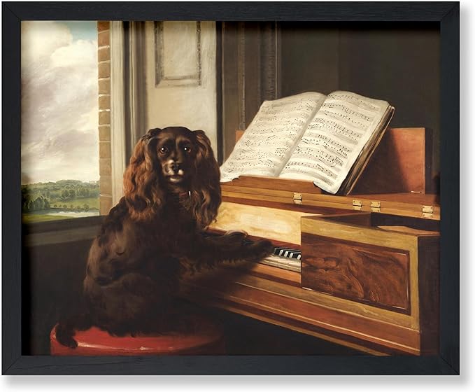Poster Master Vintage Portrait of Extraordinary Musical Dog - Retro Print - Puppy and Piano Art - Animal Lover - Living Room or Office Decor - 11x14 UNFRAMED Wall Art