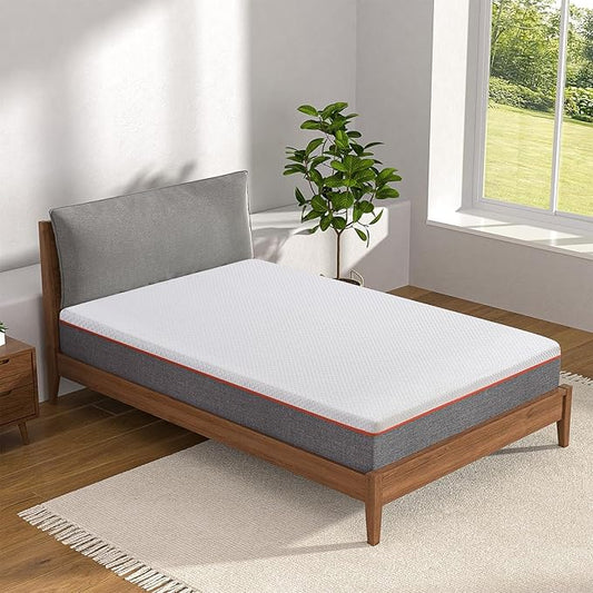 VECELO Charcoal Infused Memory Foam Twin Mattress 8 Inch, Medium Firm Twin Size Bed Mattress with Washable Cover for Twin Bed Frame, Pressure Relieve, Fresh Cooling Comfort