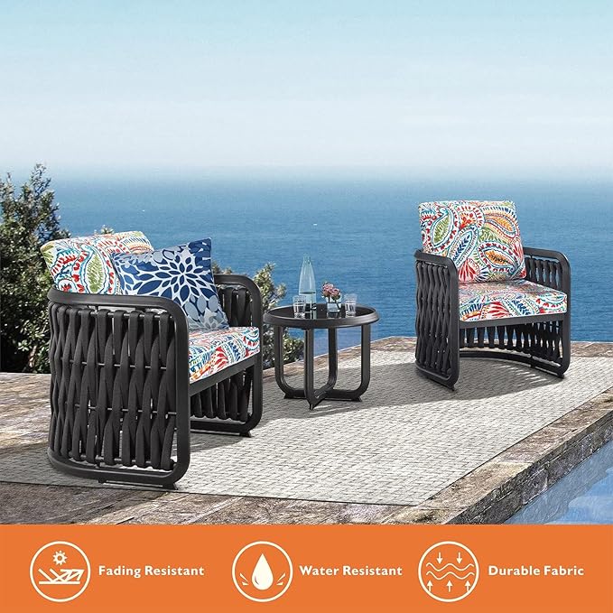 JMGBird Outdoor Chair Cushion Set, Deep Seat Patio Furniture Cushion 24"x24" Outdoor Cushions for Patio Furniture