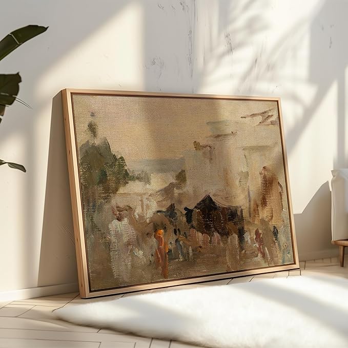 Poster Master Vintage The Bazaar Painting Poster - Retro Street in Udaipur Print - India Art - Cityscape Art - Farmhouse Art - Abstract Art - Office or Living Room Wall Decor, 18x24 Unframed Wall Art