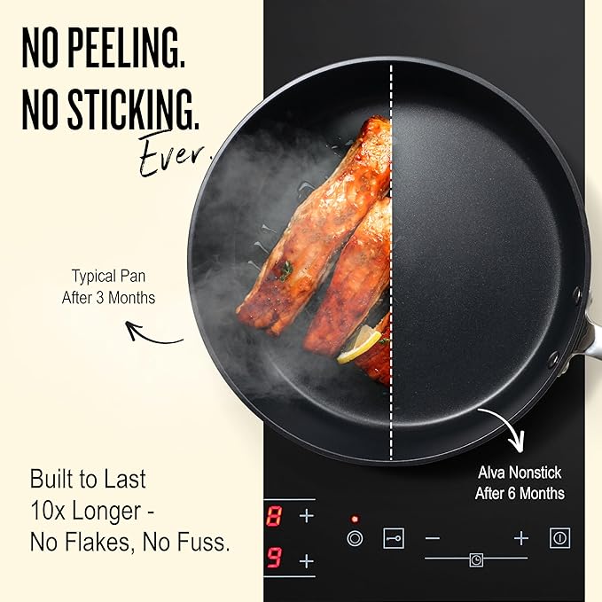 Alva Maestro 8” Ceramic Nonstick Frying Pan – PFAS/PFOA/PTFE-Free, Healthy & Toxin-Free Cooking – Recycled Aluminum, Induction & Oven Safe, Superior Heat Distribution