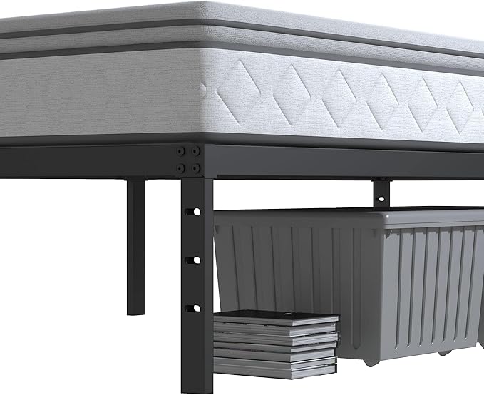 12 Inch Full Size Bed Frame No Box Spring Needed, Heavy Duty Metal Platform Bed Frame Full Support Up to 3000 lbs, Easy Assembly, Noise Free, Black