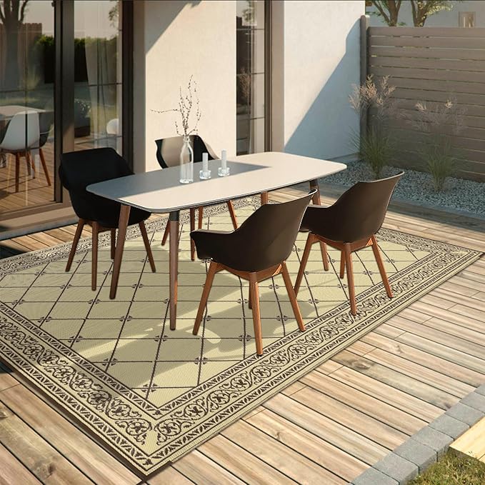 HiiARug Reversible Outdoor Rug 5'x7' Plastic Straw Rugs for Patios RV Camping Mat Reversible Mats Large Floor Mat for RV Outside, Backyard, Deck, Picnic, Beach, Trailer, Camping