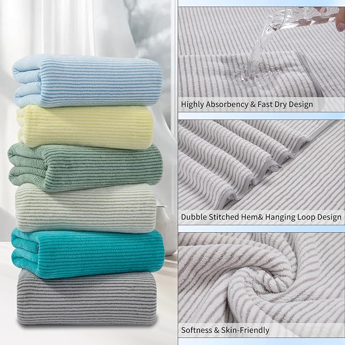 4 Piece Bath Towel Set 35"x70"Oversized Bath Towel for Bathroom Ultra Soft Fluffy Extra Large Bath Sheet Luxury Premium Bathroom Towel Highly Absorbent Quick Dry Shower Towel for Hotel Spa,Beige White