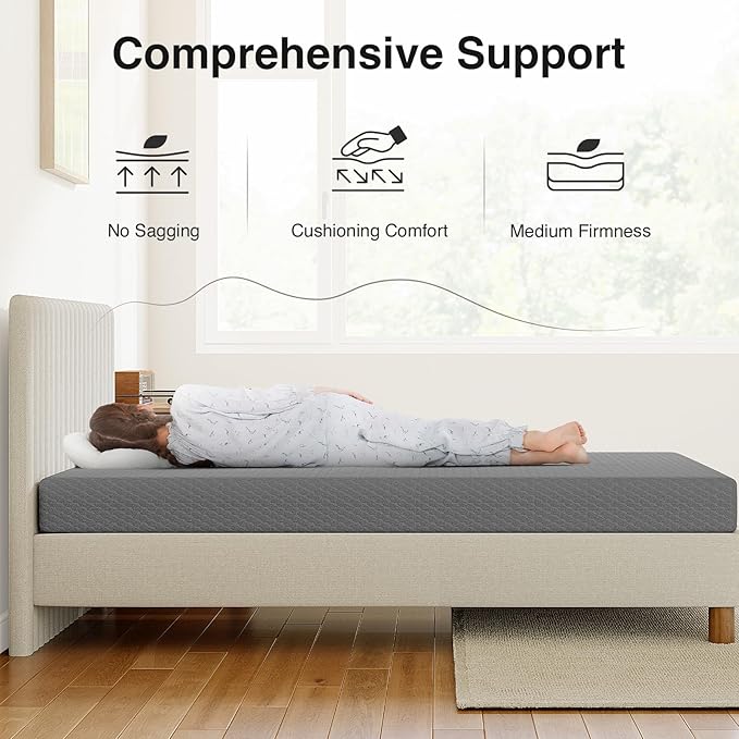 Novilla 8 Inch Twin Mattress, Cooling Memory Foam Mattress Twin Size for Quick Asleep & Pressure Relief, Twin Bed Mattresses with Thermally Balanced Foam Core for Enhanced Support & Breathability