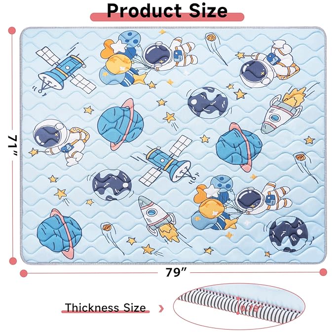 Baby Play Mat 79’’ x 71’’ Soft Baby Floor Mat Thicker Foam Play Mat for Babies，Toddlers, Foldable Baby Playpen Mat Crawling Mat，Space Design