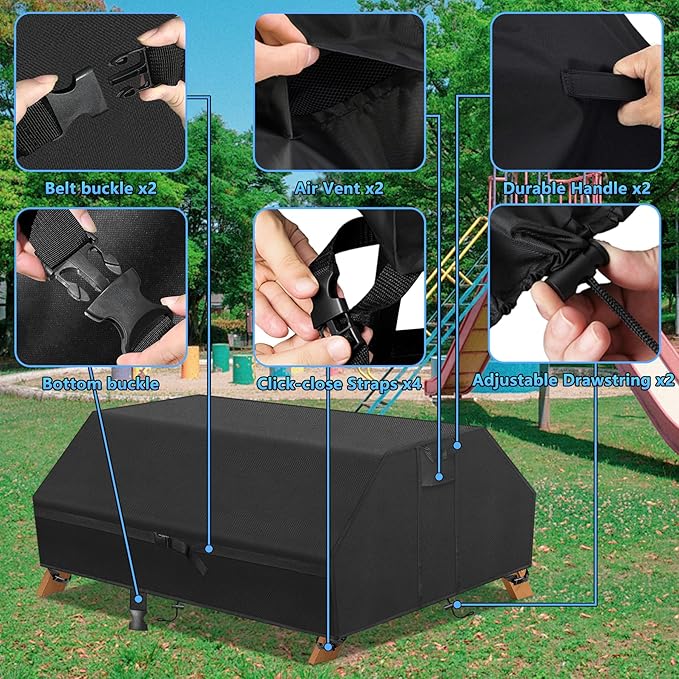 Kovshuiwe Kids Picnic Table Cover, 600D Oxford Cloth Tear-Resistant Proof Anti-UV Outdoor Camping Essentials and Picnic Tablecloth Wood Outdoor Convertible Picnic Table Cover 42" L x 38" W x 16" H